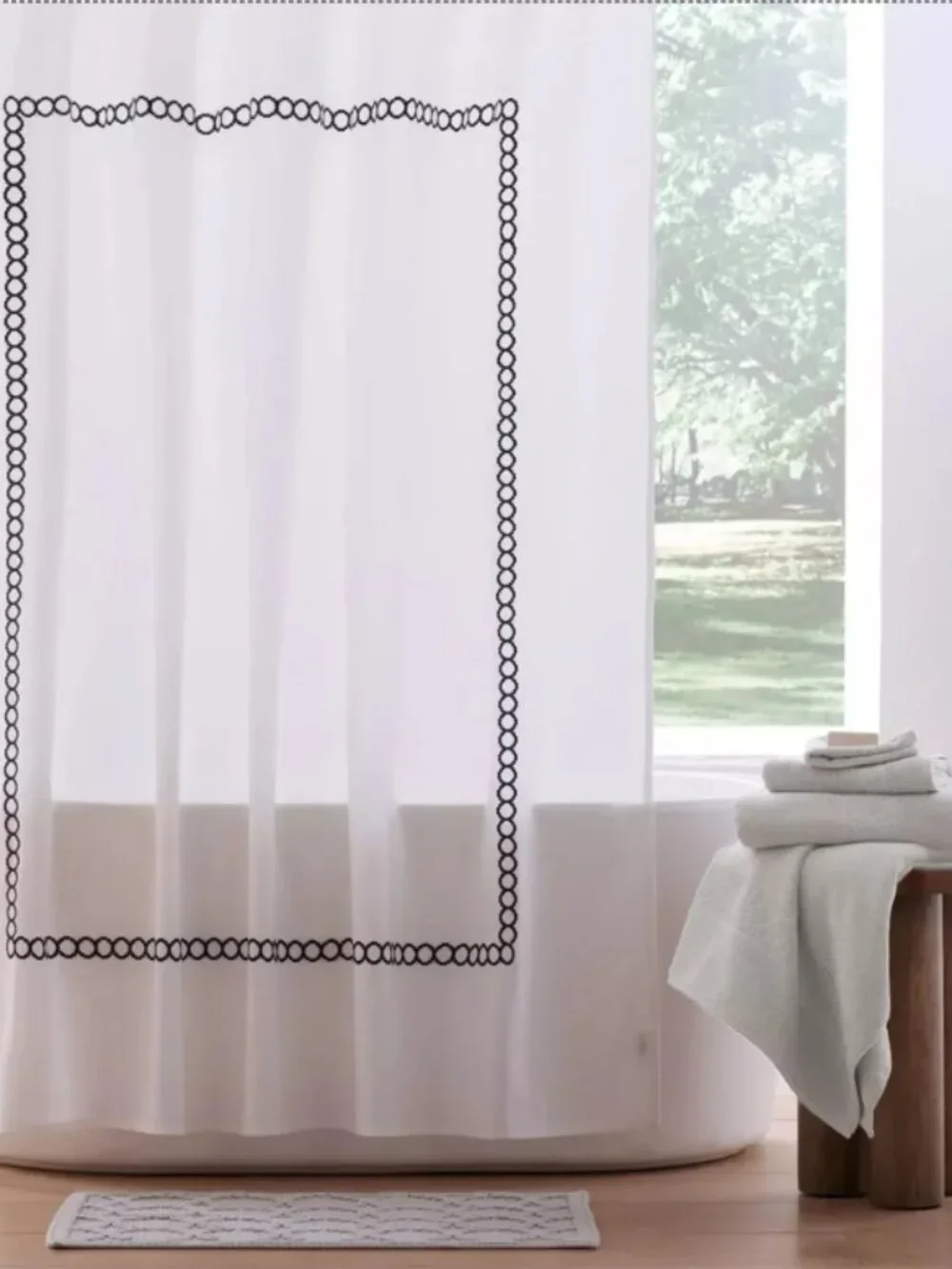 Savoy White/Charcoal 72x72 Shower Curtain